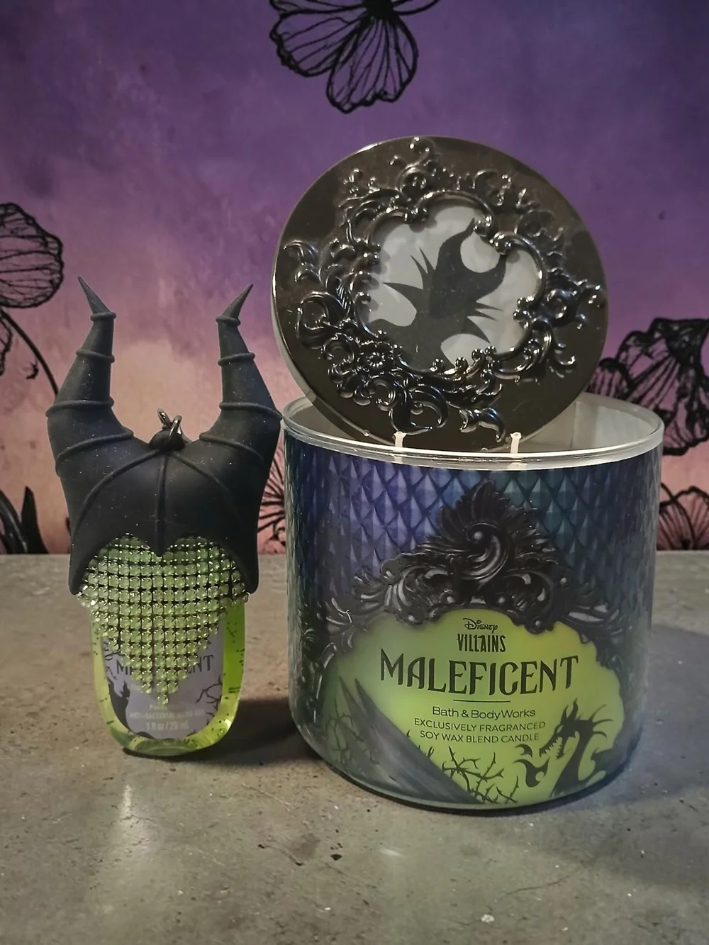 Bath & Body Works Maleficent Candle & Horned Holder in Green and Black
